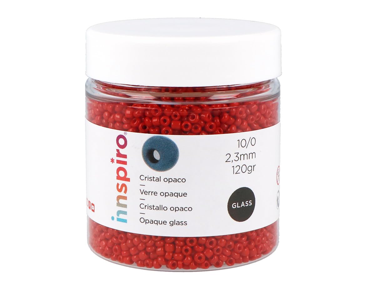 INNSPIRO Round Glass Rock Opaque Red 2.3mm 10/0 120g