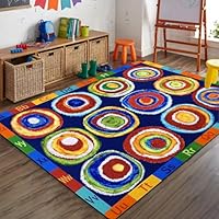 Bycmuoz Colorful Pencils Children's Rug, Multi-Colored Paintbrushes Classroom Carpet, School Art Class Drawing Anti-Slip Soft Low-Pile Washable Carpets for Family Nursery