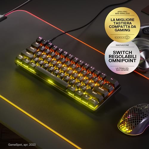 Apex Pro Mini HyperMagnetic Tastiera da gaming - La più veloce al mondo - Azionamento regolabile - Fattore di forma compatto al 60% - Copritasti in PBT - USB-C - Layout QWERTY Inglese - Tastiera gaming - Immagine 1
