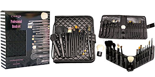 15pc Professional Makeup Brush Set - Cameo Cosmetics Makeup Brushes and Tools Set with Professional Black Pouch, Perfect As a Brushes and Applicators Gift Set, Made with Goat, Horse & Nylon Hair