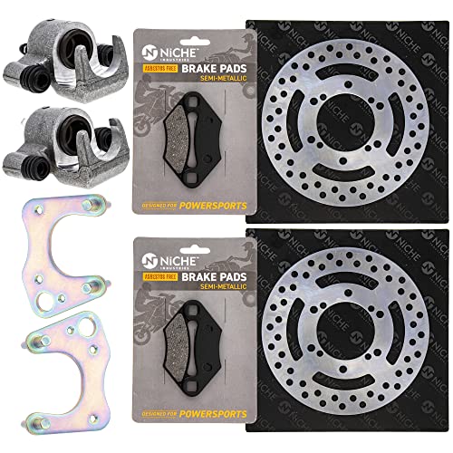NICHE Front Brake Rotor Caliper Pad Kit for Polaris Sportsman 500 400 Xplorer 400L Magnum 425 1910309 1910310 5211084