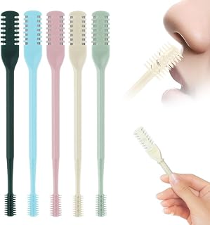 Nasal Hair Cutter, 5PCS 2 in 1 Double Sided Nose Hair Knife with Silicone Cleaning Brush for Women Men, 360° Rotating Manual Nose Hairs Trimmer, Portable Hair Remover for Home, Travel, Cruise (5 pcs)