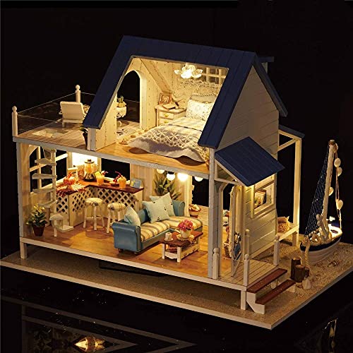 Puppenhaus Spielzeug Miniatur Puppenhaus Kit 3D Puzzles Holz Miniatur Puppenhaus DIY Kit Licht Legende der Blue Sea… – Bild 3