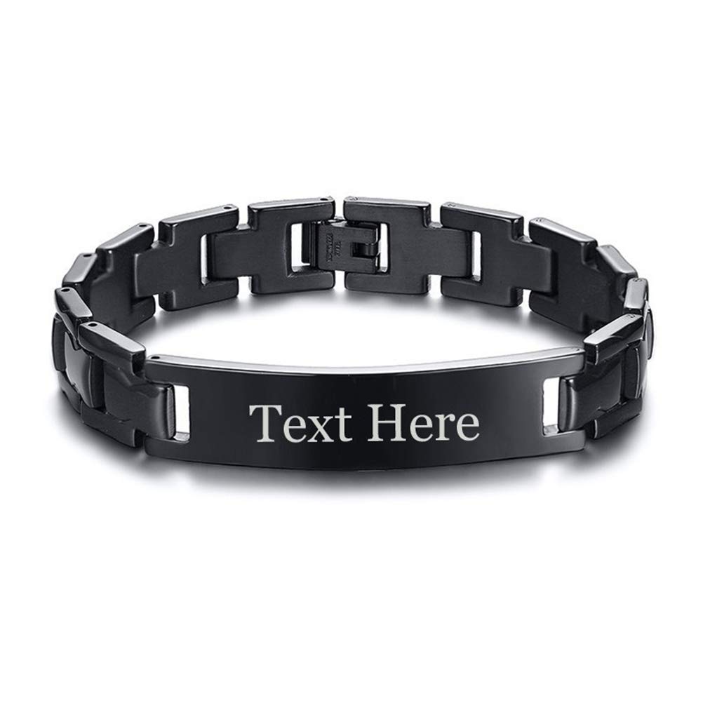 Fashion Month Bracelet d'identification en acier inoxydable pour homme et femme Gravure personnalisée avec nom Love Logo Chaîne 20,50 cm
