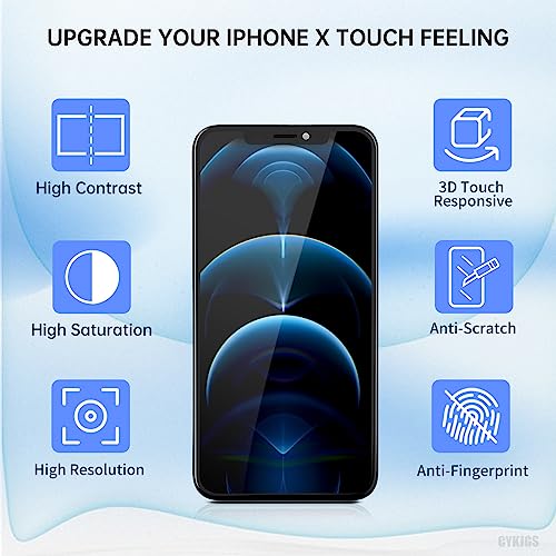 Cykjgs For Iphone X Screen Replacement 5.8 Inch For Iphone 10 With Earpiece And Proximity Sensor Lcd Display Digitizer 3D Touch Full Assembly Ear Speaker Repair Kit Front Glass Fix Tool A1865 A1901 A1902 thumb #4