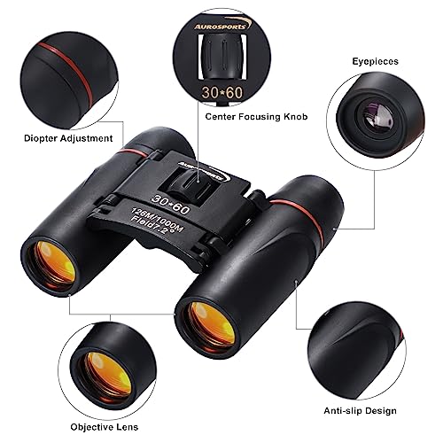 image for Aurosports 30x60 Compact Folding Binoculars Telescope For Adults Kids 