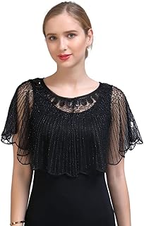 shawls and wraps for evening dresses 1920s Shawl Wraps Sequin Beaded Evening Cape Bridal Shawl…