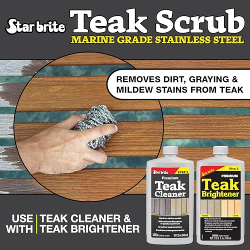 Image of STAR BRITE Marine-Grade Stainless Steel Scrub Scouring Pad Scrubber - Refinish Wood Furniture & Boat Teak