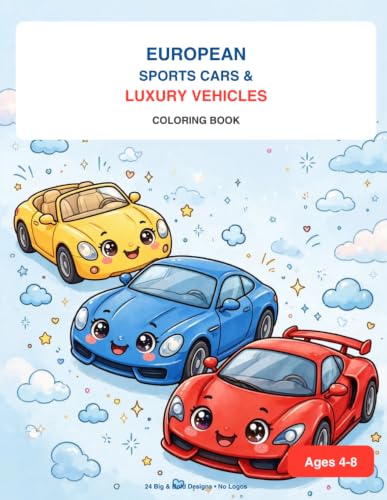 European Sports Cars & Luxury Vehicles Coloring Book: A Fun Activity Book for Kids and Car Lovers image 2