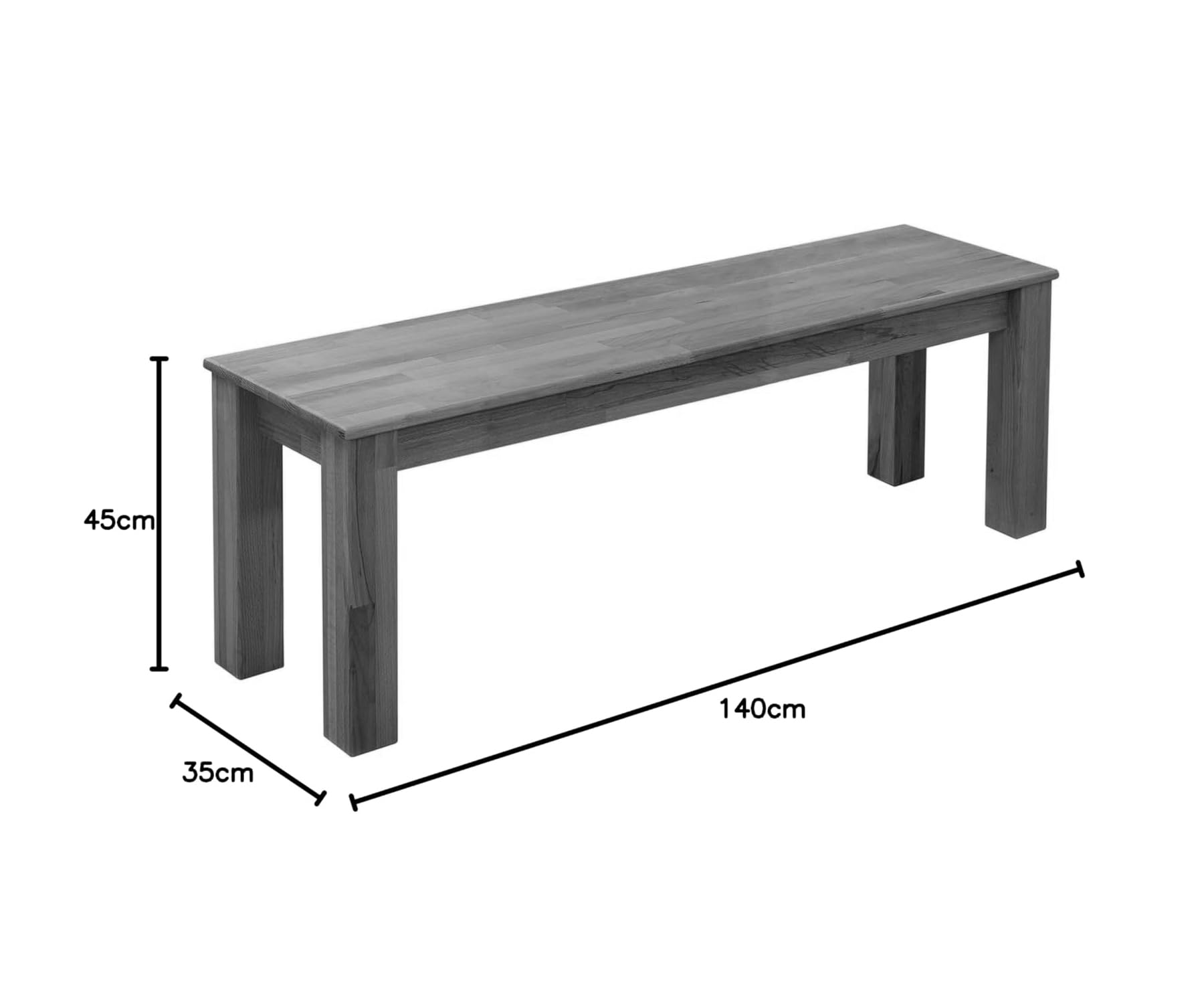 KROKWOOD Banc Bonn Bois de Massif, Couleur chêne foncé (Hêtre, 140 x 35 x 45 cm)
