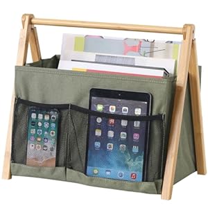Magazine Holder, Magazine Rack Floor Sturdy Foldable, Magazine Basket with Pocket Book Bin Caddy for Newspaper, Magazine Organizer Document for Office/Home (Green)