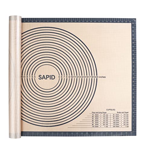 Sapid Extra Thick Silicone Pastry Mat Non-slip with Measurements for Non-stick Silicone Baking Mat Extra Large, Dough Rolling, Pie Crust, Kneading Mats, Countertop, Placement Mats (24