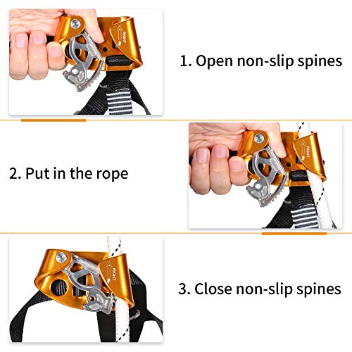 WILDKEN Foot Ascender Outdoor Mountaineering Tree Arborist Climbing Rappelling Equip Left Right Foot Ascender (Orange - Right) - Thumbnail 6