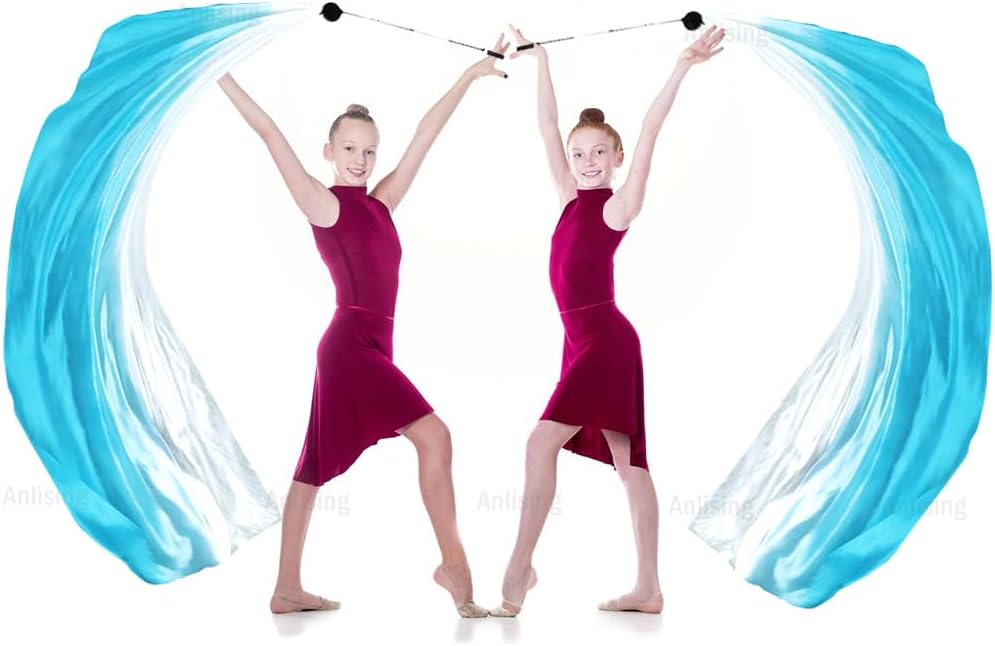 Anlising 2PCS Dance Silk Veil Poi, Belly Dance Colorful Veil Poi, Silk Poi Throwing Balls, Silk Belly Dance Ball, Silk Veil with Poi Ball, Suitable for Dance Performances and Practice
