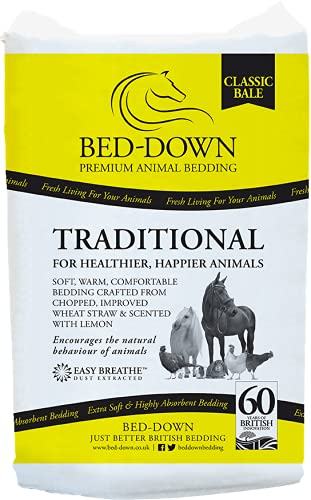 Bed-Down Traditional Horse Soft Wheat Straw Bedding with Fresh Lemon Fragrance Absorbent Dust Extracted Classic Bale 20kg