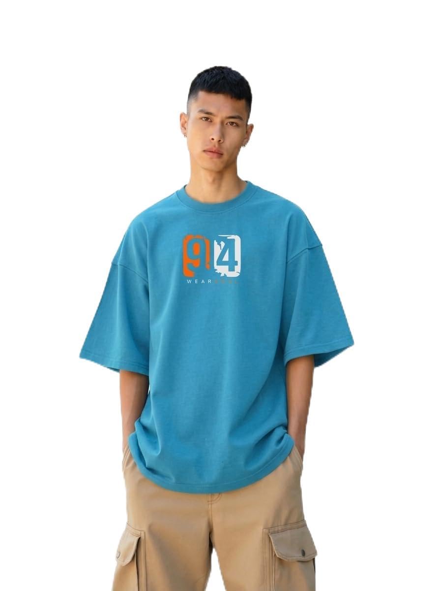 Trendy Men's Dropshoulder Oversized T-Shirt for Men|Printed Round Neck |Oversized Loose Fit |Cotton |Five Sleeve |Beige, Black, Olive, Brown, Turquoise-image-43
