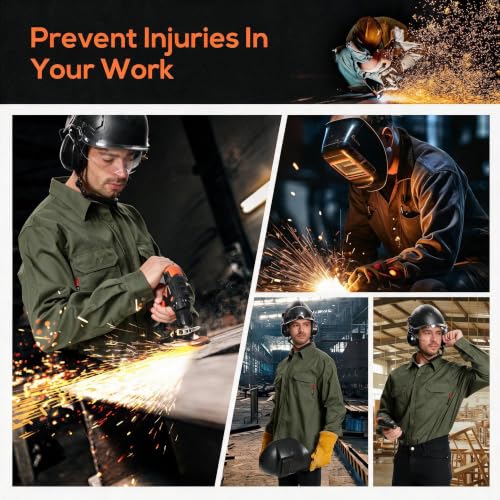 Image of SRsafety Hi Vis FR Shirts for Men,7.0oz Long Sleeve FR Work Shirts,100% Cotton High Visibility Fire Shirt