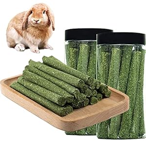 LSSH GmbH 60PCS Natural Timothy Hay Sticks,Timothy Grass Molar Stick Chew Toys for Rabbits, Chinchillas, Guinea Pigs, Hamsters and Other Small Animals Treats (60pcs)