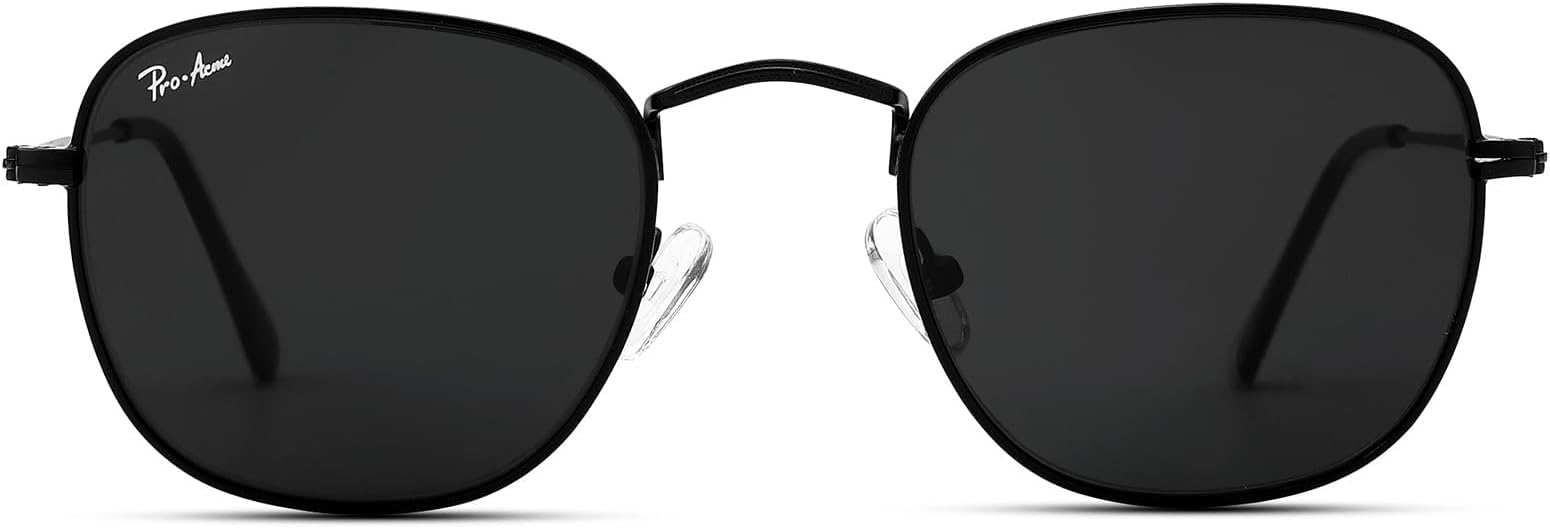 - Pro Acme Glass Square Sunglasses for Men Women, Retro Metal Frame UV400 Trendy Shades