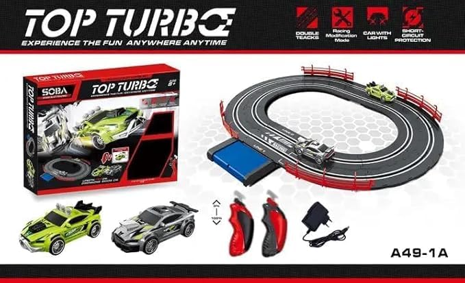 MAGICVILLE,Electric Racing Tracks for Boys and Kids Including 2 Slot Cars 1:43 Scale with Headlights and Dual Racing, Race Car Track Sets with 2 Hand Controllers, Gift Toys for 4 Years Up 3
