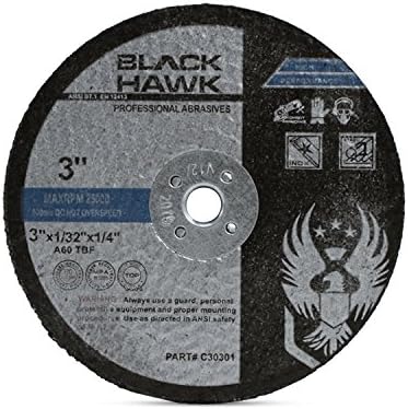 BHA Metal and Stainless Steel Cut Off Wheels for Die Grinders, 3” x 1/32” x 1/4” - 25 Pack