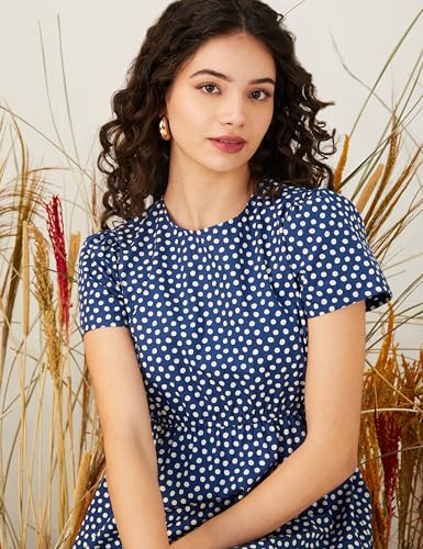 Image of Amazon Brand - Symbol Women Rayon Fit and Flare One Piece Knee Length Tiered Dress (Available in Plus Sizes)