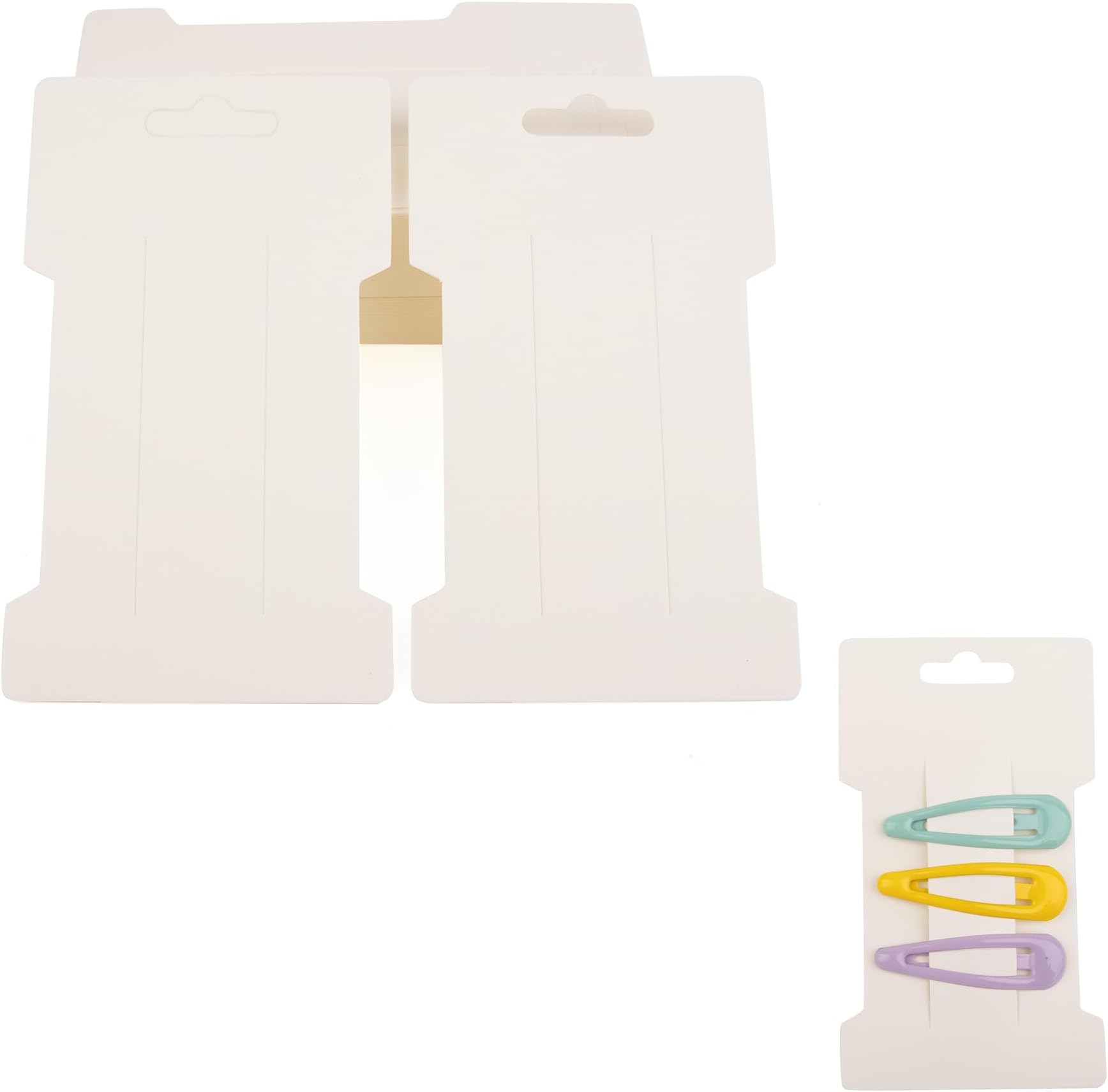 Framendino, 100 Pack Hair Clip Display Cards Rectangular Bow Holder Cards, White Cardboard Barrettes Jewelry for Accessories Organizing