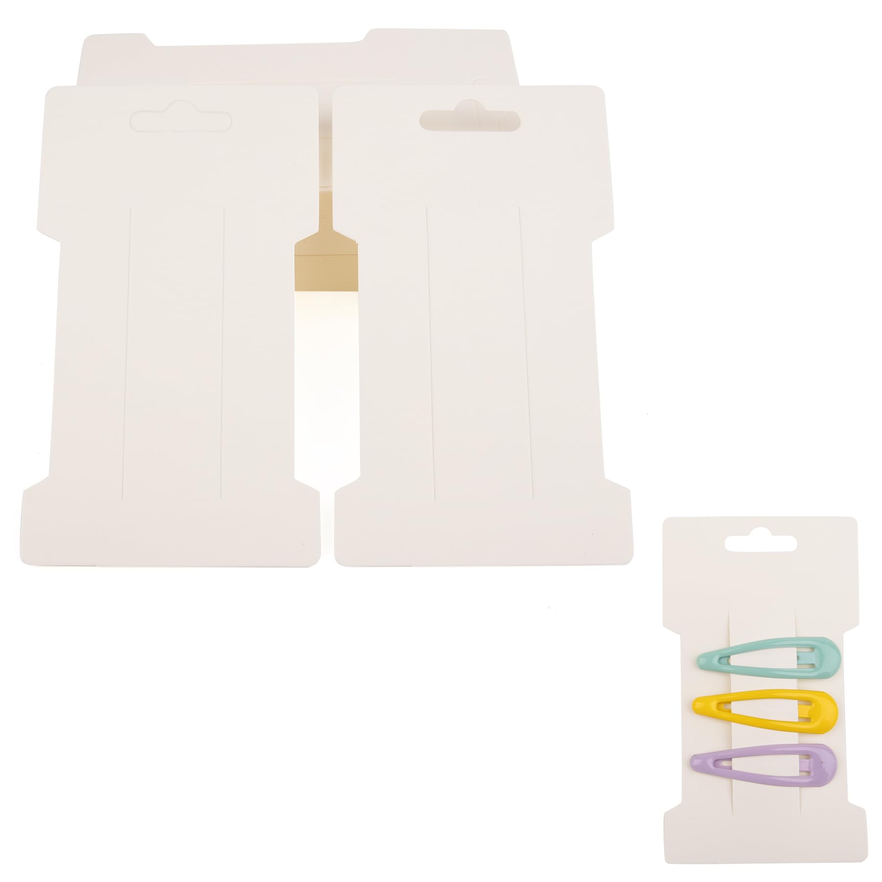 Framendino, 100 Pack Hair Clip Display Cards Rectangular Bow Holder Cards, White Cardboard Barrettes Jewelry for Accessories Organizing