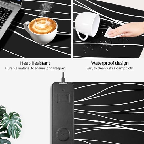 Mouse Pad with Wireless Charging, Gaming Mouse Pad with Ultra-Smooth Surface, Large XXL Desk Mat, Non-Slip Mouse Mat, Waterproof Computer Keyboard Pad for Desk, Office, 800x400x4MM, Black and Line by ExtreLife - Image 6