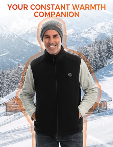 TODWARM Beheizbare Weste Herren mit Powerbank, 15 Heizzonen Heizweste Herren Fleece Leicht Wärmeweste für Camping Jagen Motorrad Angeln Outdoor Aktivitäten Beheizte Weste Schwarze M