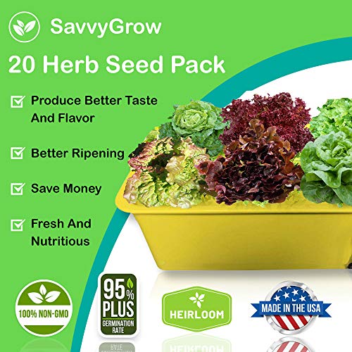 Savvygrow Herb Lettuce Green Seeds Combo - 20 Variety 4000+ Heirloom Garden Seeds For Planting - 95% Plus Germination Rate, Non-Gmo & Source In Usa Vegetable Seeds #TOP2