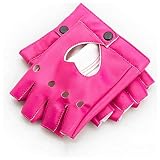 gootrades Punk Fingerless Dance Glove For Women, Jazz Style Glove, PU Leather (Rose Red)