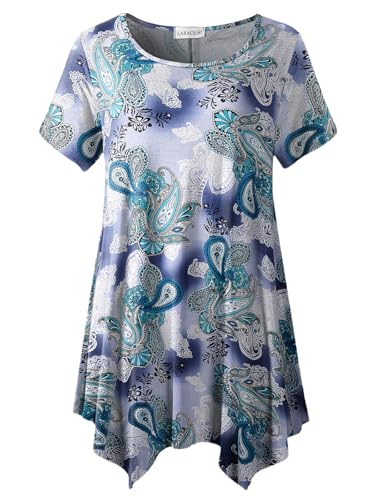 LARACE Floral Shirts for Womens Short Sleeve Tops Plus...