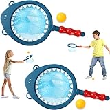 4 Pcs Shark Toss and Catch Net with Ball Bath Toy Set Shark Beach Ball Nets Patch Pool Toys Fishing Toys for Fish Hunt Pool Game Catch and Toss Game Outdoor Summer Beach Bathtub Playing Supplies