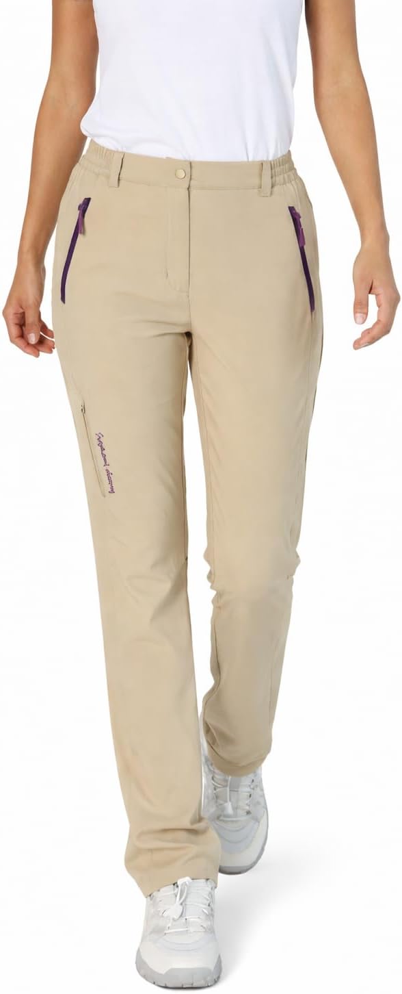 Women Quick Dry Hiking Pants Lightweight Stretchy Large Zipper Pockets for Outdoor Trails Trekking Khaki image 3