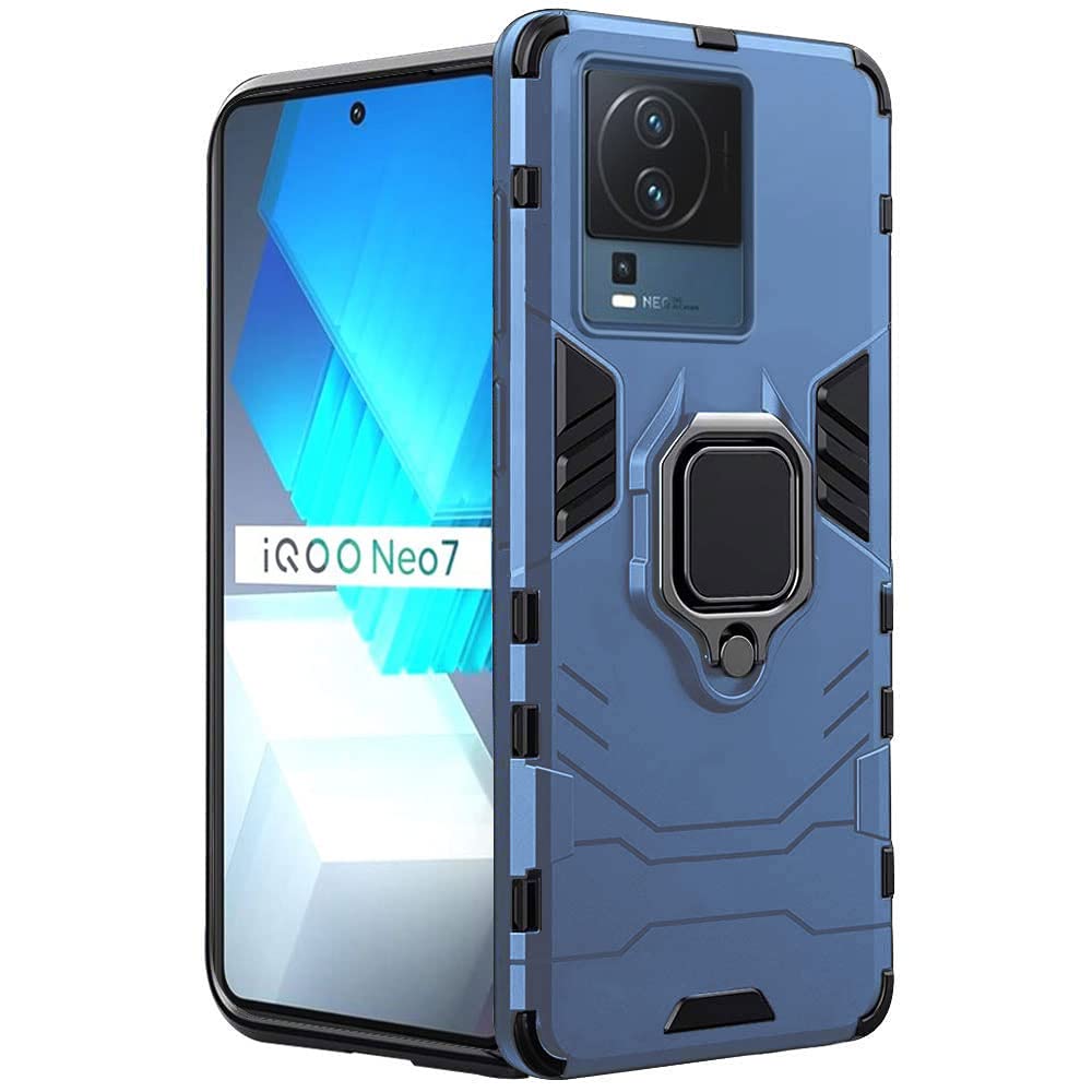 TheGiftKart Tough Armor Bumper Back Case Cover for iQOO Neo 7 / Neo 7 Pro 5G | Ring Holder & Kickstand in-Built | 360 Degree Protection Back Case for iQOO Neo 7 / Neo 7 Pro 5G