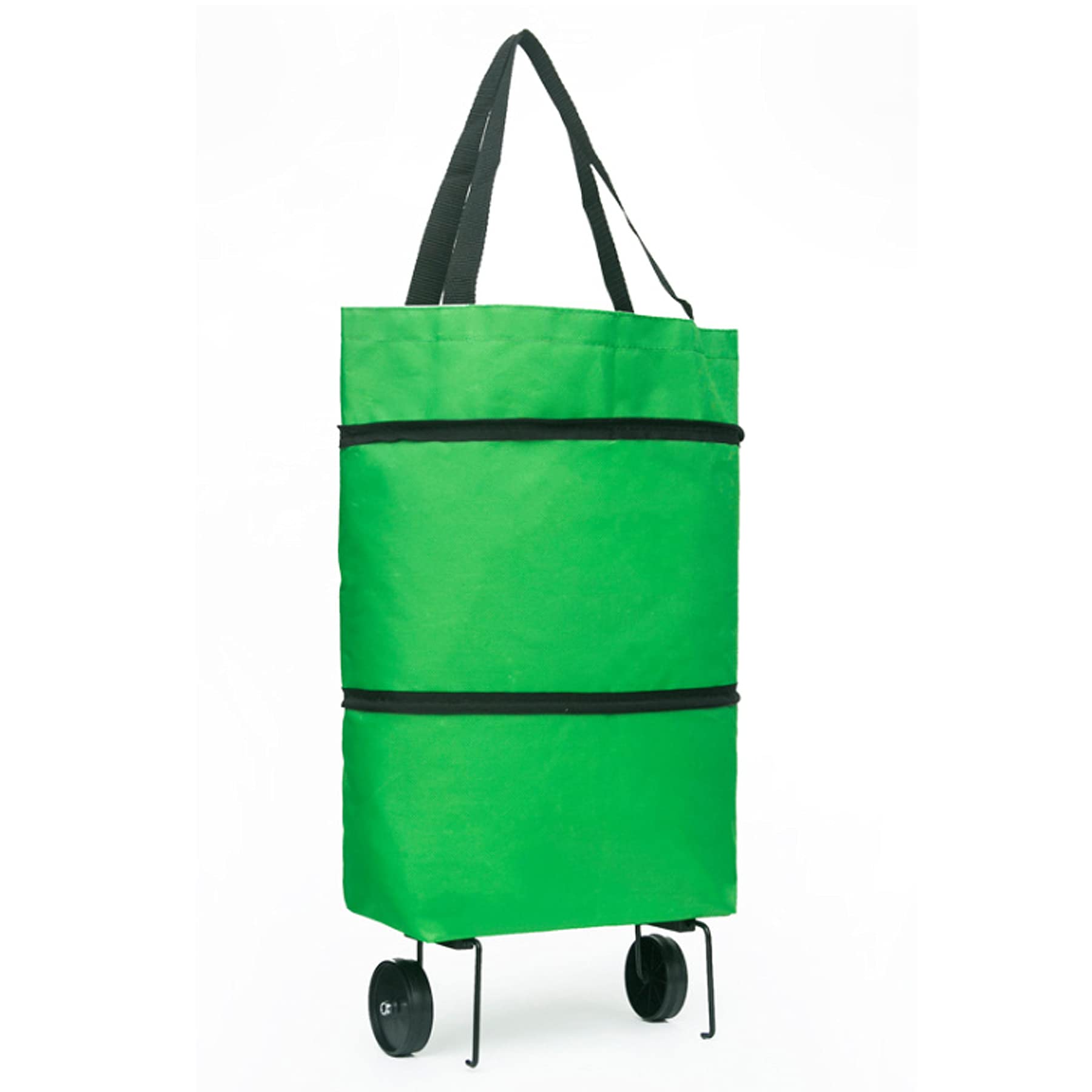 Berych Green Waterproof Foldable Shopping Trolley & Supermarket Shopping Bag, Max Capacity 30Kg Portable Shopping Cart On Wheels, Supermarket Folding Tote Bag & Rolling Grocery Bag Trolley（Green）