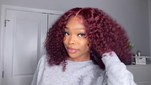 curly wig 5X5 Freepart Red Wine long New Wig 2020 Amazon.com : Ailwelia Curly Bob Wig Human Hair Deep Wave 200  main image 4