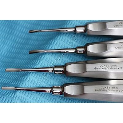 German 4 PCS Straight and Curved 3MM and 4MM Dental Surgery Extraction LUXATING Elevator Blue