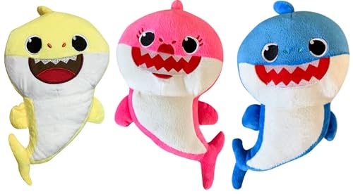 Children's Soft Plush Toy Shark Shape With Music Singing Song And Luminous Lights While Singing, The Best Gift For Children, Boys And Girls (Blue & Yellow & Pink) #TOP1
