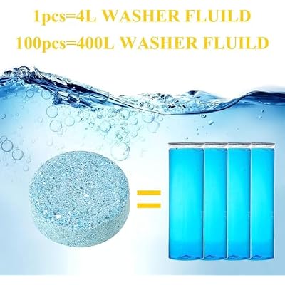 AL- FALAH 100 Pcs Car Windshield Washer Tablets Cleaning Washer Fluid Tablets Glass Concentrated Cleaner Windshield Wiper Fluid Solid Effervescent Remove Auto Glass Stains Clear Car Vision