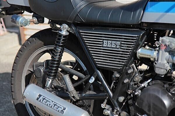 235 汎用 345mm 細巻き リア サスペンション 銀×黒 Z1 Z2 バリオス2