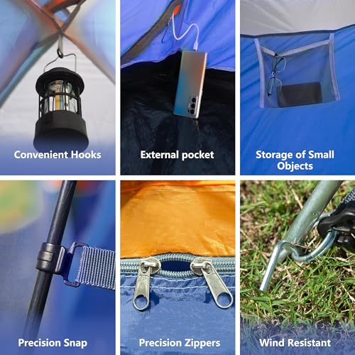 ASFANES 2 Person Waterproof Tents for Camping Easy Setup Outdoor Portable Backyard Camping Tents Suitable for Car, Backpacking, Hiking, Picnic or Fishing, Navy Blue - Image 5