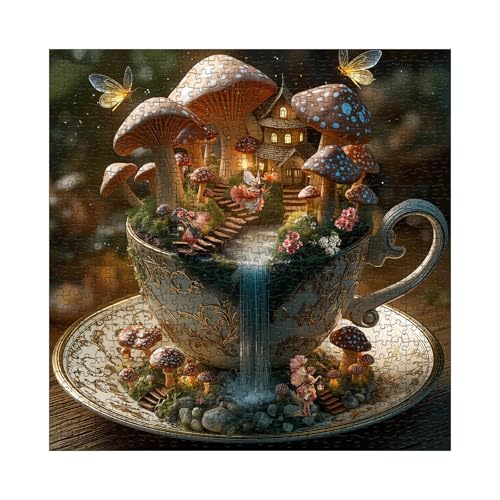 Rompecabezas mágicos de setas y flores para adultos, 1000 piezas, diseño floral con mariposas, plantas y hadas miniatura 2