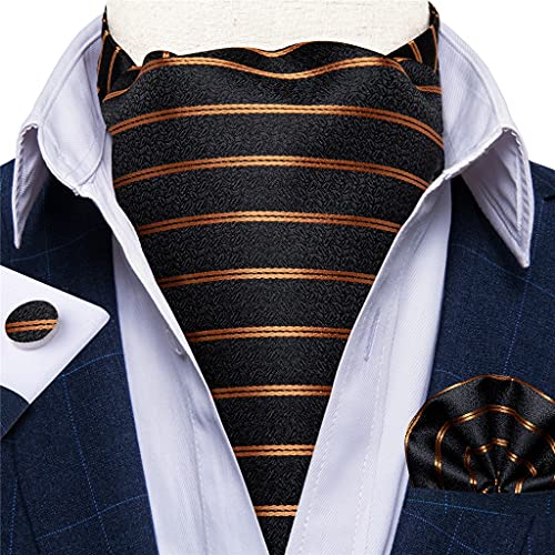 Corbata clásica negra rayada de seda para hombre