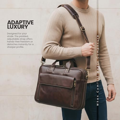 Image of FATMUG Executive Office Bag - 15.6 Inch Messenger Laptop Bag for Men - Vegan Leather