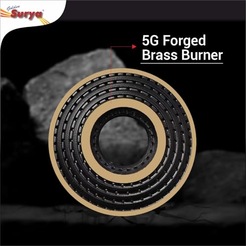 Image of GOLDEN SURYA Premium FlameX 3 Burners Manual Ignition Gas Stove (ISI Certified) 18 Months Warranty, Heavy Tornado Brass Burner, Thick Toughened Glass Top, LPG Compatible Cooktop