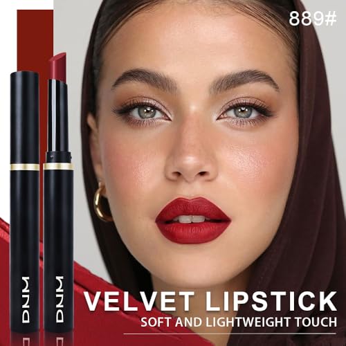 Image of evpct Cranberry Red Velvet Matte Lipstick, High Pigmented Slim Lipstick Long Lasting Waterproof for Women, Velvet Silky Lip Stick Stain Color Makeup Blendable 24 Hours Original Makeup Labiales, 889#