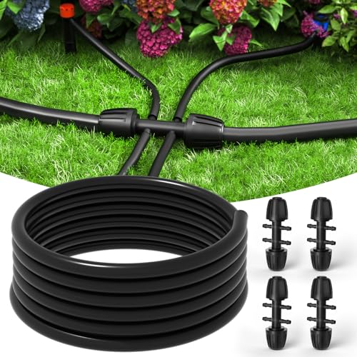 Bonviee 1/2" Irrigation Tubing with 4 Packs 6-Way Connectors - 50FT Drip Irrigation Tubing Ideal for Garden Irrigation System or as Blank Distribution