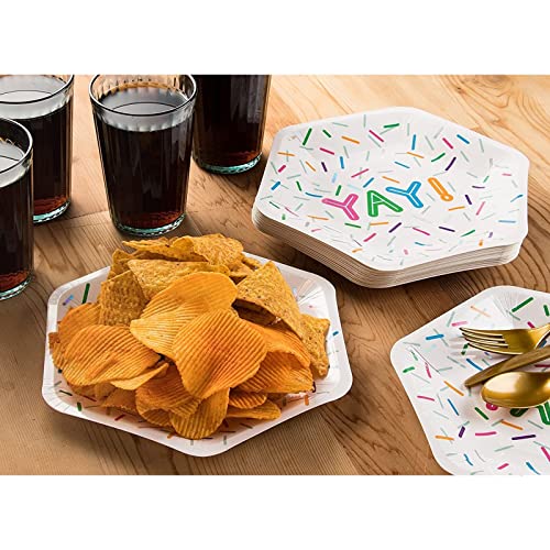 Disposable Plates - 24-Count Paper Plates, Hexagon Plates, Kids Birthday Party Supplies For Appetizer, Lunch, Dinner, And Dessert, 9 X 8 Inches #TOP2